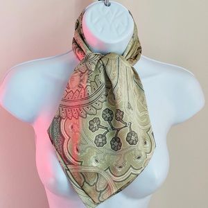 Gray Paisley Silk Satin Necktie Ascot Scarf
